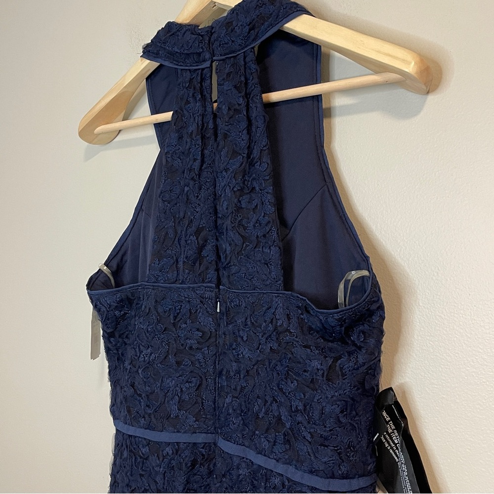 JS Collections Women's Scarlett Wrap Tea Length Dress Size 6 Navy Lace NWOT - Picture 6 of 9